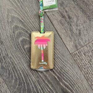 Lilly Pulitzer Gold and Pink Palm Tree ID Holder